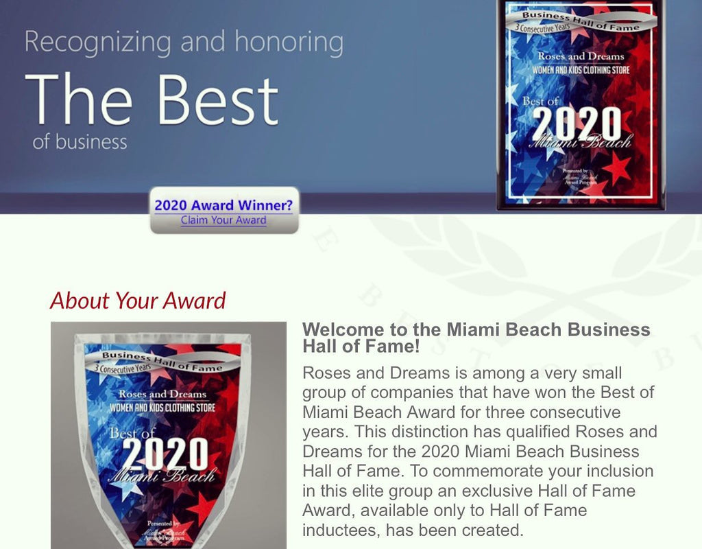 Best of Miami Beach Award 2020