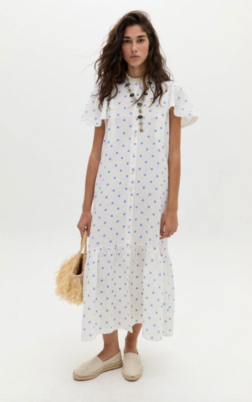 chinese dress ladies Solid & Striped The Willow Linen-Blend Midi Dress – Bluefly main image 0